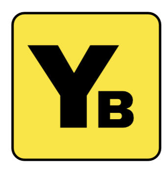 Yellow \Boards logo on a yellow back ground with a tHICK black frame