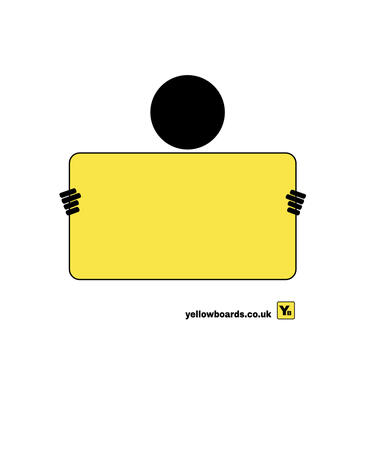 BOY HOLDING YELLOW BOARD
