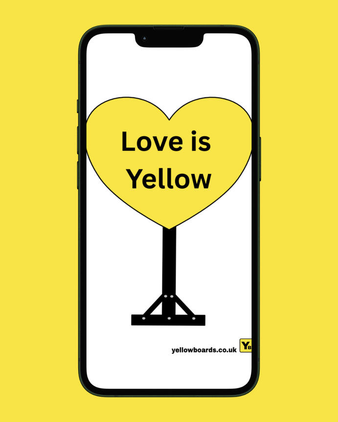 Yellow \Boards logo on a yellow back ground with a thin black frame
