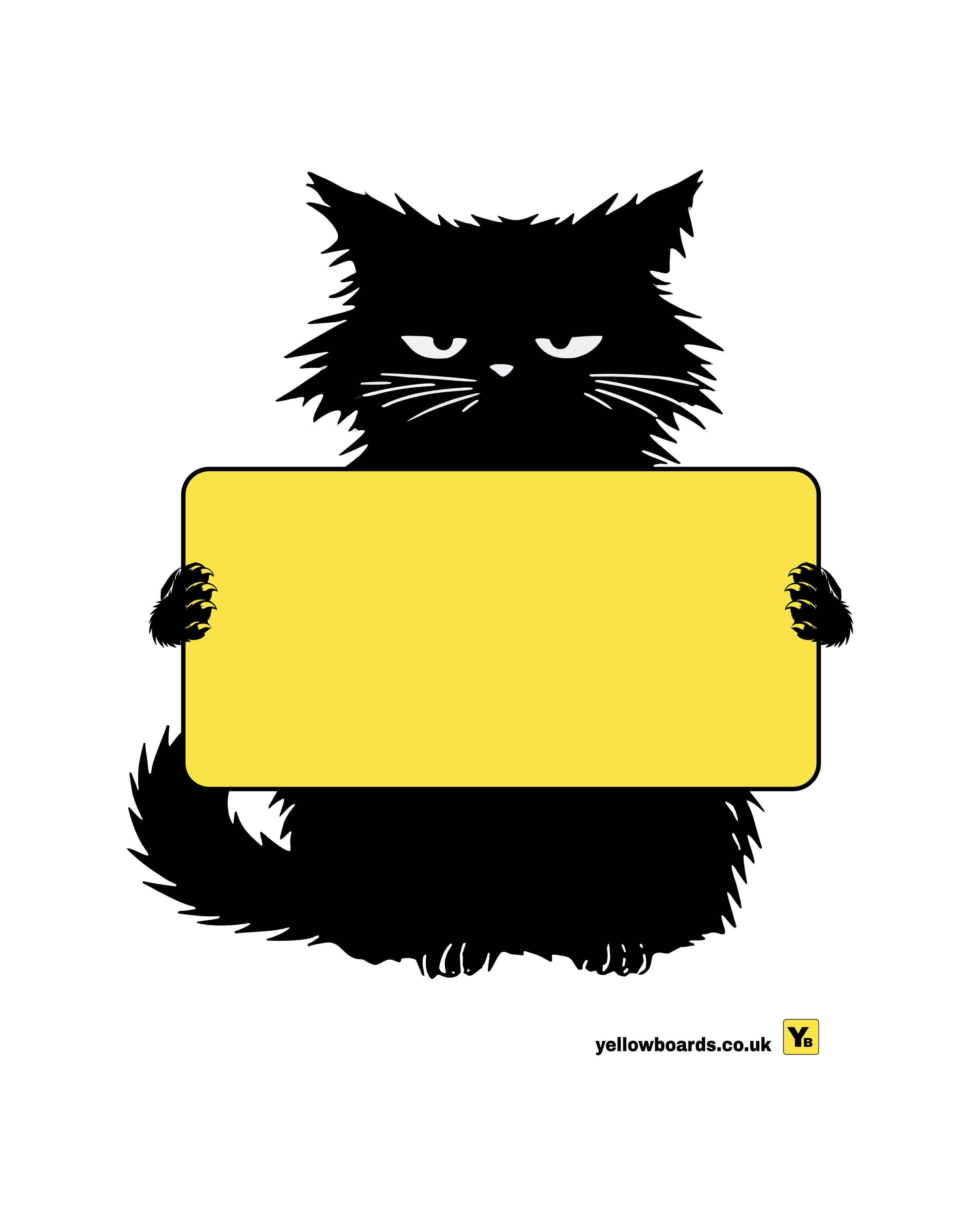 CAT WITH YELLOW BOARD