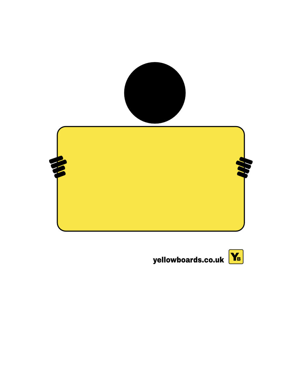 BOY HOLDING A YELLOW BOARD